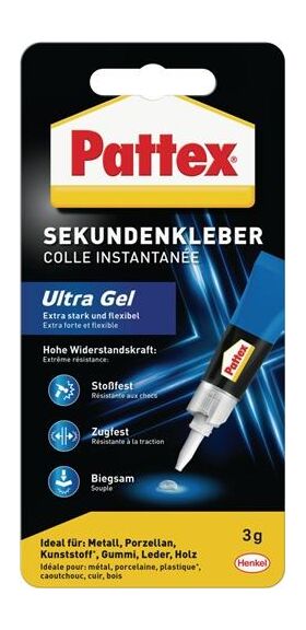 Sekundenkleber Ultra Gel 3g farblos Tube PATTEX