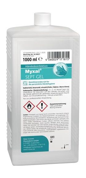 Handdesinfektionsgel MYXAL® SEPT GEL 1l parfüm-/farbstofffrei 1000ml Hartflasche