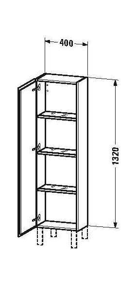 Duravit Halbhochschrank L-CUBE 400x243x1320mm Ans re dolo gr hochglanz