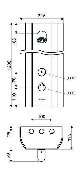 SCHELL Duschpaneel LINUS DP-SC-T Duschkopf aerosolarm Alu-eloxiert