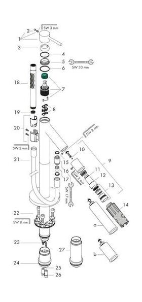 Einhebel-Wannenmischer AXOR STARCK DN 15, bodenstehend chrom