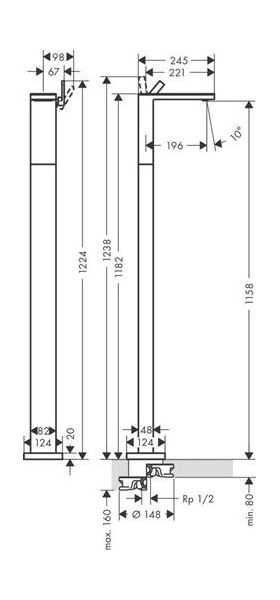 EH-WT-MI AXOR MYEDITION bodenstehend, ohne Platte chrom