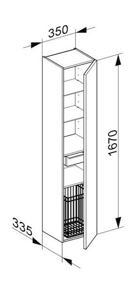 Keuco Hochschrank ROYAL REFLEX 350x1670x335mm Ans re titan