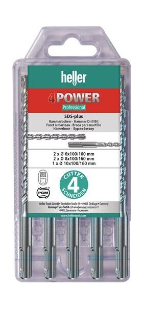 Hammerbohrersatz 4Power 5-tlg.SDS-plus Multipack HELLER