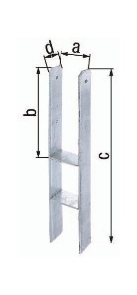 H-Pfostenträger ETA-10/0210 101x300x600x60mm STA roh TZN GAH