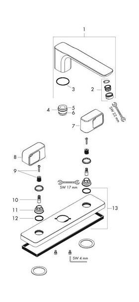 3-Loch Wannenrandarmatur AXOR URQUIOLA DN 15, mit Platte chrom