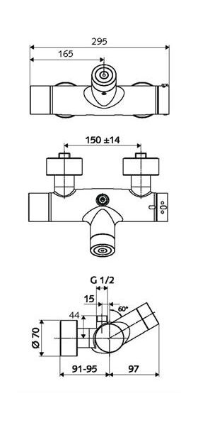 Schell VW-Duscharmatur VITUS VD-C-T/o chrom, Duschanschluss nach oben