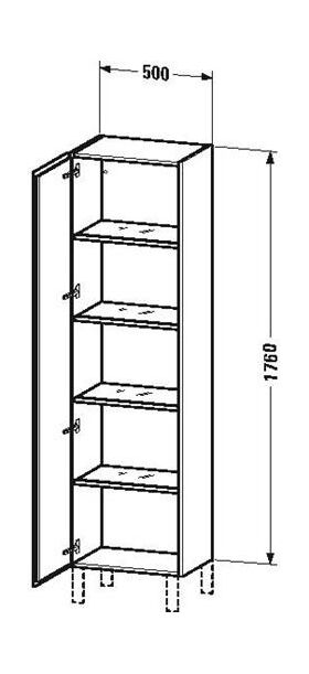 Duravit Hochschrank L-CUBE 500x363x1760mm Ans links basalt matt