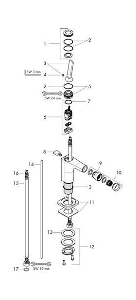 Einhebel-Bidetmischer AXOR CITTERIO E DN 15 m ZAG 1 1/4Zoll chrom