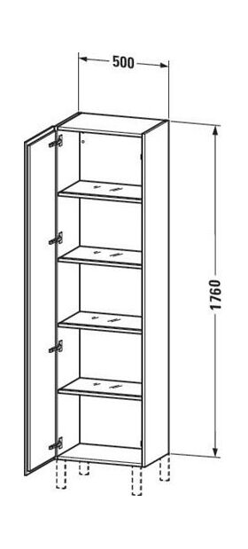 Duravit Hochschrank L-CUBE 500x363x1760mm Ans links weiß supermatt