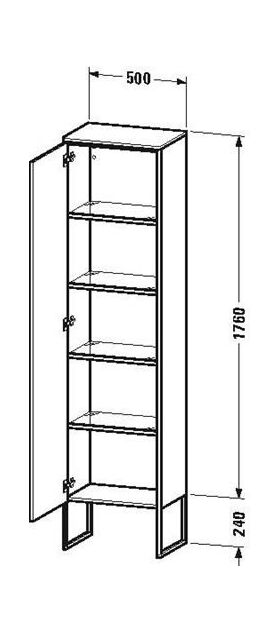 Duravit Hochschrank XSQUARE 2001x500x356mm Türansch re graphit matt