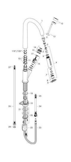 Einhebel-Spültischmischer AXOR STARCK DN 15, mit Ausziehbrause chrom