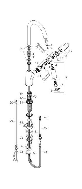 HG Einhebel-Spültischmischer 180 M42 DN 15, mit Ausziehbrause chrom