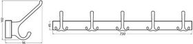 Huthakenleiste 0822-0825 5 Hak.A.96mm LM silberf.elox.H.102mm HERMETA