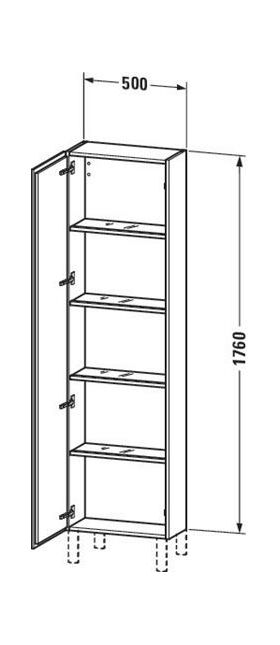 Duravit Hochschrank L-CUBE 500x243x1760mm Ans rechts weiß supermatt