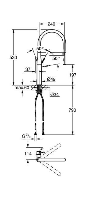 Grohe Einhand-Spültischbatterie ESSENCE 1/2Zoll Metallbrause ha graph gebü