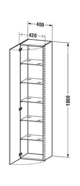 Duravit Hochschrank DURASTYLE 360x400x1800mm Ans li Ei Ter / weiß matt