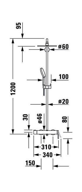 Duravit Duschsystem C.1 mit Einhebel-Brausemischer schwarz matt