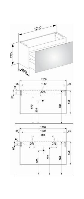 Keuco Waschtischunterbau X-LINE 1200x605x490mm vulkanit