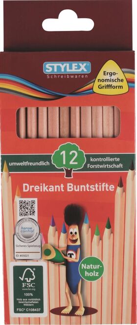 12er Buntstifte Naturholz