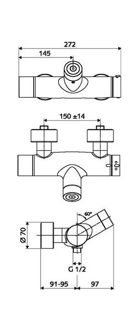 Schell VW-Duscharmatur VITUS VD-C-T/u chr Duschanschl. unten mit Desinfektion