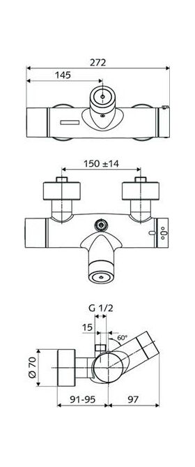 Schell VW-Duscharmatur VITUS VD-C-T/o chr Duschanschl. n oben mit Desinfektion