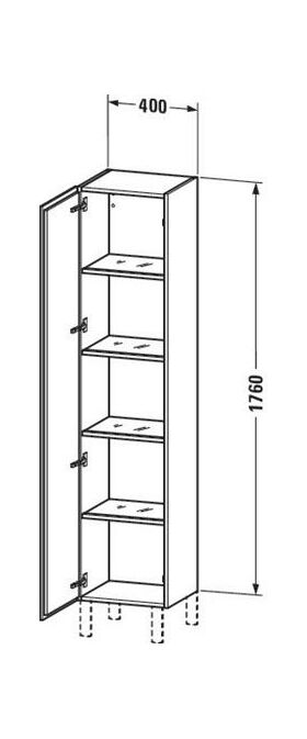 Duravit Hochschrank L-CUBE 400x363x1760mm Ans links weiß supermatt