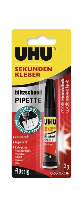 Sekundenkleber blitzschnell PIPETTE Control 3g farblos Tube UHU