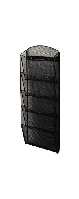 helit Wand-Prospekthalter Mesh H6260095 DIN A4 5Fächer Stahl sw