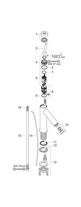 EH-WT-MI 70 AXOR STARCK DN 15, für Handwaschbecken chrom