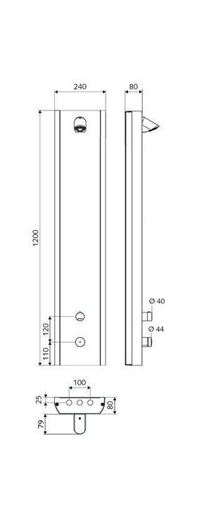 SCHELL Duschpaneel LINUS Inox DP-SC-T M-Wasser Therm. man Edelstahl gebürstet