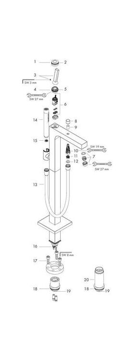 Fertigmontageset AXOR CITTERIO f Einhebel-Wannenm. bodenst bru nickel