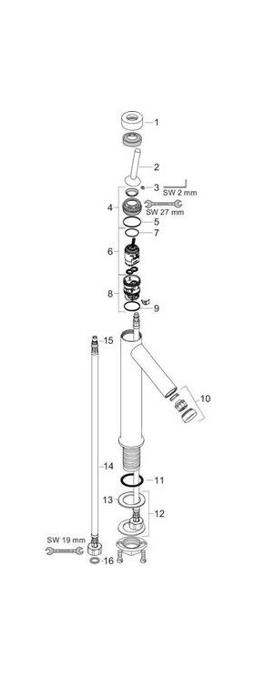 EH-WT-MI 170 AXOR STARCK DN 15 ohne Zugstange polished gold optic