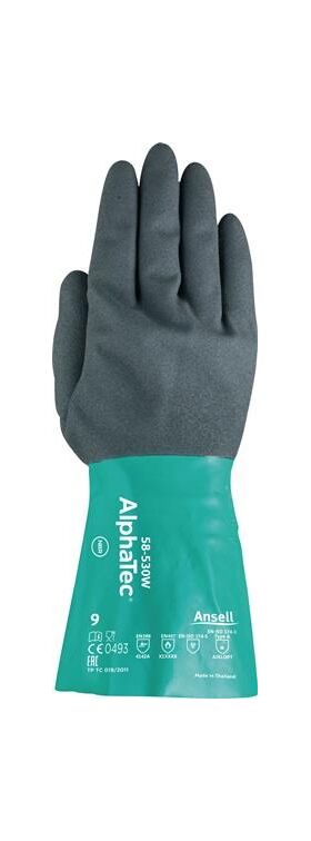 Chemiehandschuh Alpha-Tec 58-530W Gr.9 grün/grau EN 388,EN 374,EN 1149 Kat.III - VPE: 6