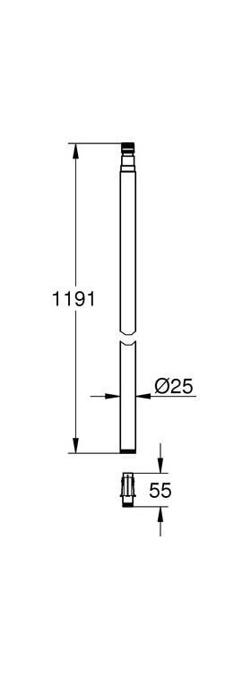 Grohe Ersatzrohr für Duschsysteme, chrom +15 cm