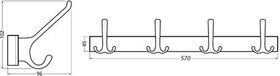 Huthakenleiste 0822-0824 4 Hak.A.96mm LM silberf.elox.H.102mm HERMETA