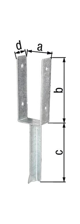 U-Pfostenträger ETA-10/0210 91x200x200x50mm TZN m.Betonanker a.T-Eisen GAH