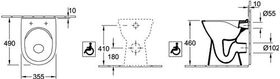 V&B Stand-WC ViCare flach, 355x480mm, spülrandlos we C+