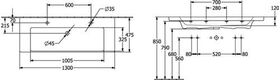 V&B Schrankwaschtisch SUBWAY 3.0 1300x470mm o ÜL mit HL we