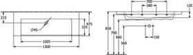 V&B Schrankwaschtisch SUBWAY 3.0 1300x470mm o ÜL ohne HL we C+