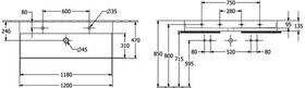 V&B Waschtisch 2.0 MEMENTO 1200x470mm o ÜL f 2x 1-L Arm graphite C+