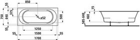 Laufen Einbau-Badewanne LAUFEN PRO 1700x750mm weiß