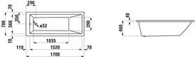 Laufen Einbau-Badewanne LAUFEN PRO 1695x705mm weiß