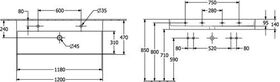 V&B Waschtisch 2.0 MEMENTO 1200x470mm o ÜL f 2x 1-L Armaturen we