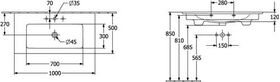 V&B Schrankwaschtisch VENTICELLO 1000x500mm, mit ÜL we C+