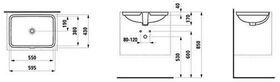 Laufen Einbauwaschtisch LAUFEN PRO S 550x380mm m Überlauf ohne Hahnloch weiß