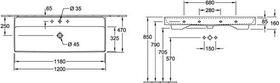 V&B Schrankwaschtisch COLLARO 1200x470mm o ÜL f 3-Loch-Armatur we C+