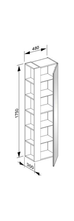 Keuco Hochschrank X-LINE 480x1750x300mm, Anschlag rechts cashmere