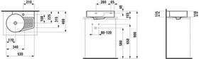 Laufen Waschtisch VAL 530x400mm weiß mit Überlauf, 1 Hahnloch