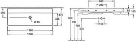 V&B Schrankwaschtisch COLLARO 1200x470mm o ÜL ohne HL we C+